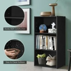 Costway 3 Open Shelf Bookcase Modern Multi-functional Storage Display Cabinet Black 16 Costway 3 Open Shelf Bookcase Modern Multi-functional Storage Display Cabinet Black -Bookshelves Sales Shop unnamed file 240