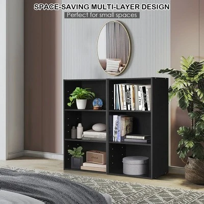 Costway 3 Open Shelf Bookcase Modern Multi-functional Storage Display Cabinet Black 9 Costway 3 Open Shelf Bookcase Modern Multi-functional Storage Display Cabinet Black - Image 7
