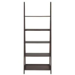Belray Home Furnishings & Decor Belray Home Linden 5 Tier Wooden Modern Decorative Furniture Wall Shelving Center Unit Ladder Bookcase for Living Room, Kitchen, and Office, Espresso