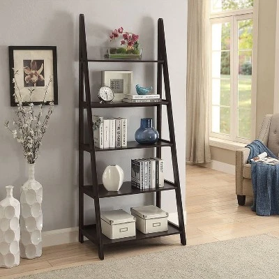 Belray Home Furnishings & Decor Belray Home Linden 5 Tier Wooden Modern Decorative Furniture Wall Shelving Center Unit Ladder Bookcase for Living Room, Kitchen, and Office, Espresso 4 Belray Home Furnishings & Decor Belray Home Linden 5 Tier Wooden Modern Decorative Furniture Wall Shelving Center Unit Ladder Bookcase for Living Room, Kitchen, and Office, Espresso - Image 2