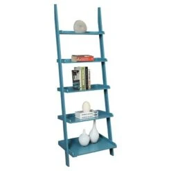 Breighton Home French Country Ladder 72" 5 Shelf Bookshelf - Convenience Concepts White