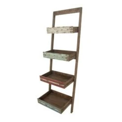 70" Wood 4 Shelf Leaning Shelf Book Shelf Brown - Olivia & May -Bookshelves Sales Shop unnamed file 2481