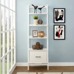 70" Landon Small Bookcase - Crosley White