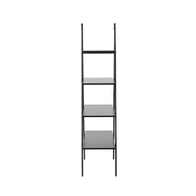 65" 4 Tier Metal and Wooden Leaning Bookcases and Ladder Shelves - Glitzhome Walnut 5 65" 4 Tier Metal and Wooden Leaning Bookcases and Ladder Shelves - Glitzhome Walnut - Image 3