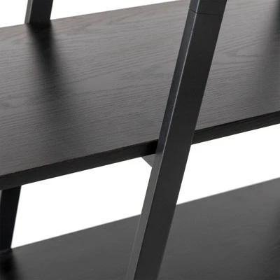 65" 4 Tier Metal and Wooden Leaning Bookcases and Ladder Shelves - Glitzhome Walnut 8 65" 4 Tier Metal and Wooden Leaning Bookcases and Ladder Shelves - Glitzhome Walnut - Image 6