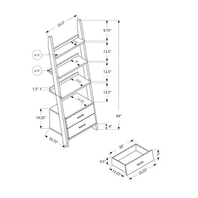 69" Ladder Bookcase with Drawers - EveryRoom Dark Taupe 5 69" Ladder Bookcase with Drawers - EveryRoom Dark Taupe - Image 3