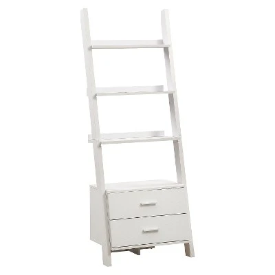69" Ladder Bookcase with Drawers - EveryRoom Dark Taupe 8 69" Ladder Bookcase with Drawers - EveryRoom Dark Taupe - Image 6