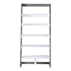 70.75" Wingill Leaning Bookcase White/Distressed Gray - miBasics -Bookshelves Sales Shop unnamed file 2620