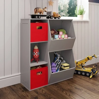 3pc Kids' Floor Cabinet with 2 Bins Set - RiverRidge Home White/hot Pink 3 3pc Kids' Floor Cabinet with 2 Bins Set - RiverRidge Home White/hot Pink