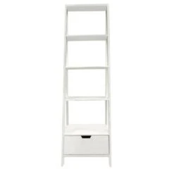 4 Shelf Wooden Ladder Bookcase with Bottom Drawer - The Urban Port White -Bookshelves Sales Shop unnamed file 2699