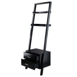 69.36" Bellamy Leaning Shelf with Storage Black - Winsome