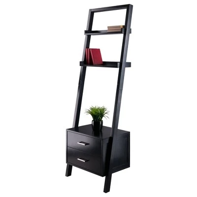 69.36" Bellamy Leaning Shelf with Storage Black - Winsome 8 69.36" Bellamy Leaning Shelf with Storage Black - Winsome - Image 6