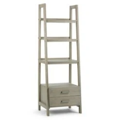72"x24" Hawkins Solid Wood Ladder Shelf with Storage - Wyndenhall Distressed Gray -Bookshelves Sales Shop unnamed file 2719
