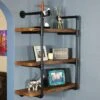 Sunnydaze Decor Sunnydaze 3 Shelf Industrial Style Pipe Frame Wall-Mounted Floating Shelf with Wood Veneer Shelves - Teak Veneer -Bookshelves Sales Shop unnamed file 2722