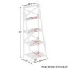 Lavish Home 4-Tier Ladder Bookshelf with X-Back Frame – Freestanding Bookcase, White