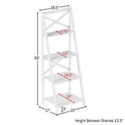 Lavish Home 4-Tier Ladder Bookshelf with X-Back Frame – Freestanding Bookcase, White