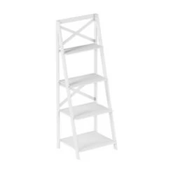 Lavish Home 4-Tier Ladder Bookshelf with X-Back Frame – Freestanding Bookcase, White -Bookshelves Sales Shop unnamed file 2731