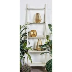 Olivia & May 70" Farmhouse Pine Wood Leaning Shelf White - Olivia & May