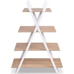 Costway 4-Tier Bookshelf Storage Display Shelves Bookcase Ladder X-Shape -Bookshelves Sales Shop unnamed file 2792