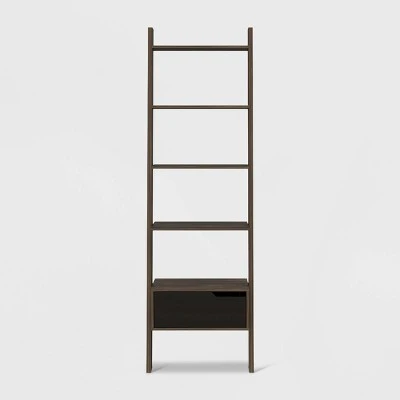 70" Aster 4 Tier Leaning Bookcase Rich Oak - RST Brands 4 70" Aster 4 Tier Leaning Bookcase Rich Oak - RST Brands - Image 2