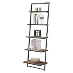 72.25" Laredo 5 Tier Ladder Bookcase/shelf Natural/Antique Black - Breighton Home