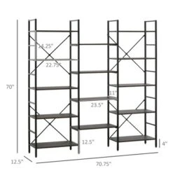 HOMCOM 5-Tier Industrial Look Bookshelf with Open Storage Display Rack Metal Frame for Home Office Walnut -Bookshelves Sales Shop unnamed file 2802