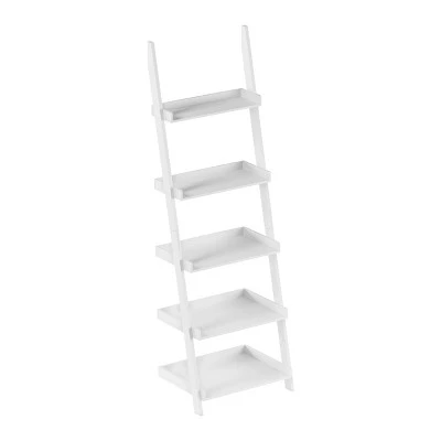 Lavish Home 5-Tier Ladder Bookshelf - Leaning Decorative Shelves, White 8 Lavish Home 5-Tier Ladder Bookshelf - Leaning Decorative Shelves, White - Image 6