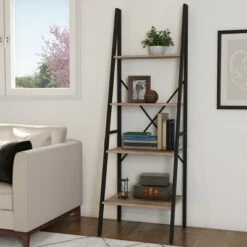 Hastings Home 4-Tier Ladder-Style Bookcase, Gray -Bookshelves Sales Shop unnamed file 2824
