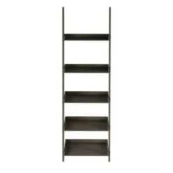 Hastings Home 5-Tier Ladder Bookshelf - Slate Gray