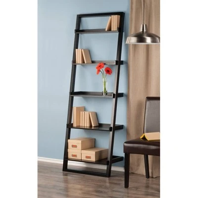 74.65" Bailey Leaning Shelf Black Finish - Winsome 3 74.65" Bailey Leaning Shelf Black Finish - Winsome