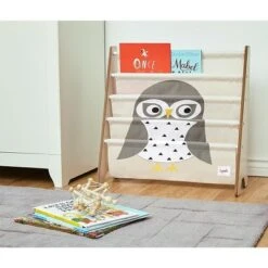 3 Sprouts High Quality Multipurpose Kids and Toddler Playroom or Bedroom Storage Shelf Organizer Bookcase Furniture, Gray Owl