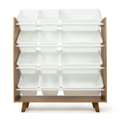 Morgan Mid-Century 12 Bin Toy Storage Wood/White - Humble Crew