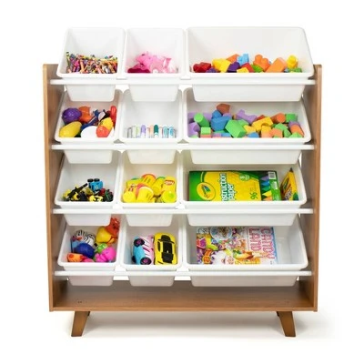 Morgan Mid-Century 12 Bin Toy Storage Wood/White - Humble Crew 4 Morgan Mid-Century 12 Bin Toy Storage Wood/White - Humble Crew - Image 2