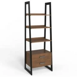 18.5" Hawkins Metal/Wood Ladder Shelf with Storage Walnut - WyndenHall