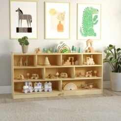 ECR4Kids Building Block Storage Cart - 9-Cubby Birch Cabinet on Casters, 48" H -Bookshelves Sales Shop unnamed file 293