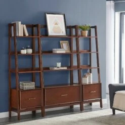 70.5" 3pc Landon Bookcase Set - Crosley White