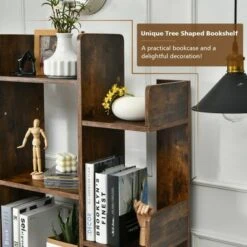 Costway Bookshelf Tree-Shaped Bookcase w/13 Storage Shelf Rustic Industrial Style -Bookshelves Sales Shop unnamed file 2968