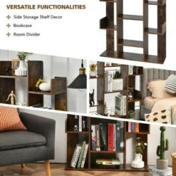 Costway Bookshelf Tree-Shaped Bookcase w/13 Storage Shelf Rustic Industrial Style -Bookshelves Sales Shop unnamed file 2969