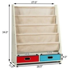 Costway Kids Book Rack Toys Organizer with 4 Sling Bookshelf & 2 Boxes EspressoBeige 19 Costway Kids Book Rack Toys Organizer with 4 Sling Bookshelf & 2 Boxes EspressoBeige -Bookshelves Sales Shop unnamed file 2978