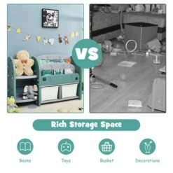 Costway Kids Toy Storage Organizer w/ 2-Tier Bookshelf & Plastic Bins -Bookshelves Sales Shop unnamed file 2990