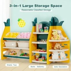Costway 3-in-1 Kids Toy Storage Organizer Bookshelf Corner Rack w/ Plastic Bins -Bookshelves Sales Shop unnamed file 2997