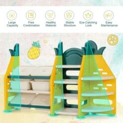 Costway 3-in-1 Kids Toy Storage Organizer Bookshelf Corner Rack w/ Plastic Bins -Bookshelves Sales Shop unnamed file 2999