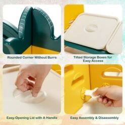 Costway 3-in-1 Kids Toy Storage Organizer Bookshelf Corner Rack w/ Plastic Bins -Bookshelves Sales Shop unnamed file 3000