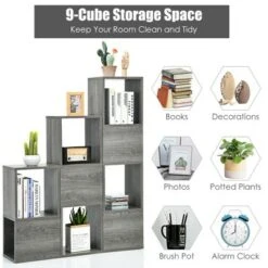 Costway Bookshelf Free Combination Bookcase Storage Organizer Display Shelf Gray 14 Costway Bookshelf Free Combination Bookcase Storage Organizer Display Shelf Gray -Bookshelves Sales Shop unnamed file 3009
