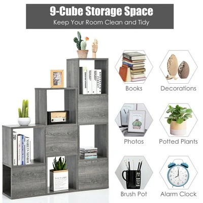 Costway Bookshelf Free Combination Bookcase Storage Organizer Display Shelf Gray 7 Costway Bookshelf Free Combination Bookcase Storage Organizer Display Shelf Gray - Image 5