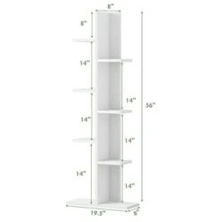 Costway Open Concept Bookshelf Plant Display Shelf Rack Storage Holder Wooden White