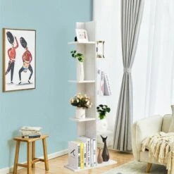 Costway Open Concept Bookshelf Plant Display Shelf Rack Storage Holder Wooden White -Bookshelves Sales Shop unnamed file 3018