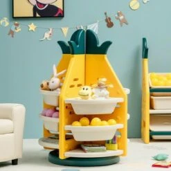 Costway Kids Toy Storage Organizer 360° Revolving Pineapple Shelf w/Plastic Bins 12 Costway Kids Toy Storage Organizer 360° Revolving Pineapple Shelf w/Plastic Bins -Bookshelves Sales Shop unnamed file 3023