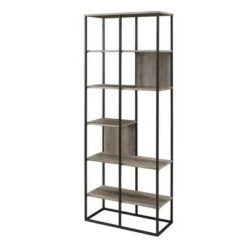70" Modern Industrial 5 Shelf Bookcase Plant Stand - Saracina Home Gray Wash -Bookshelves Sales Shop unnamed file 303