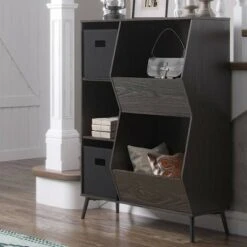 Woodbury Storage Cabinet with Cubbies and Veggie Bins and 2pc Bin Woodgrain - RiverRidge Home